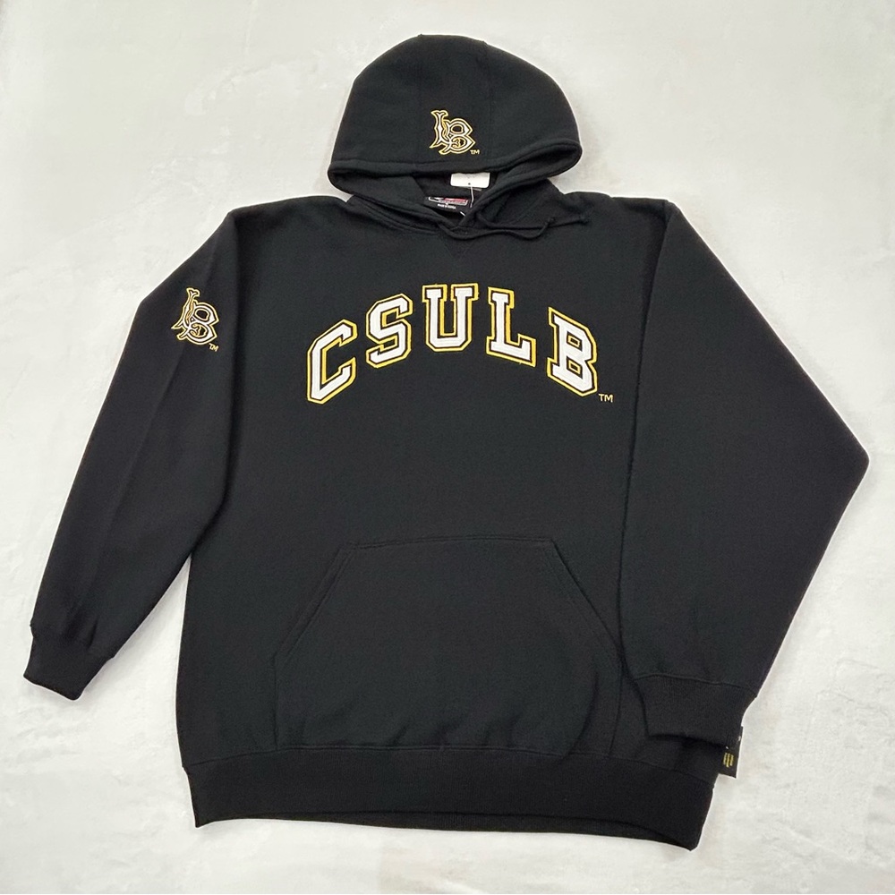 CSULB Long Beach Embroidered NCAA Sports Black Pullover Hoodie Sweatshirt Men’s